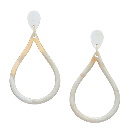 CTE102 Natural Horn Tear Drop Earring on Post