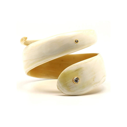 CTB202  Genuine Horn Wrap Bangle With Crystals