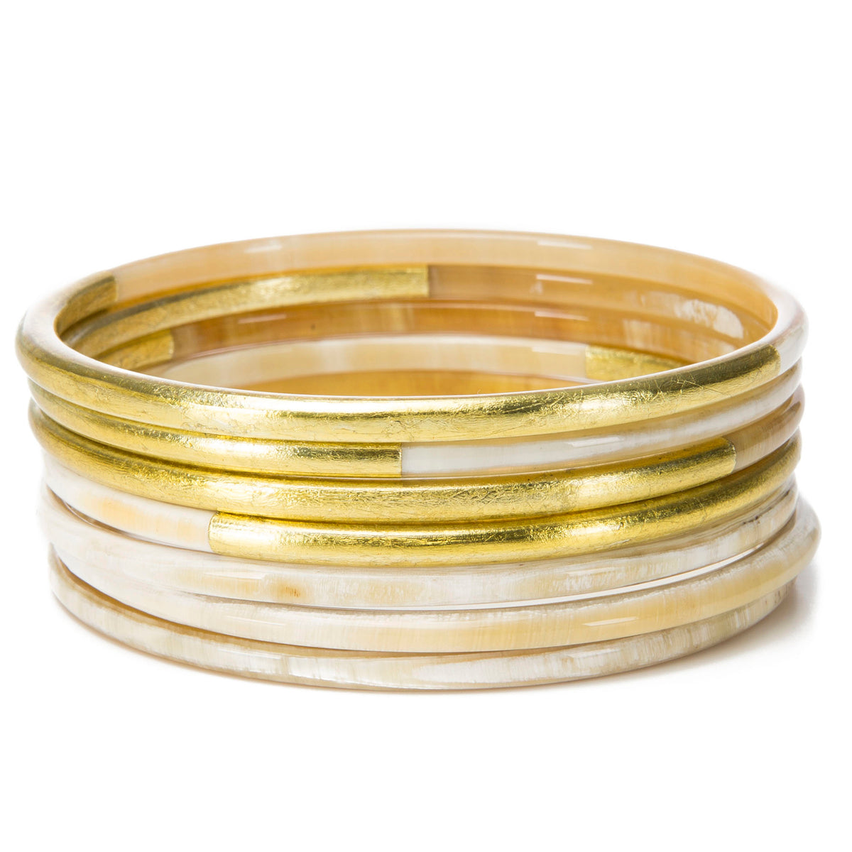 CTB156 Natural Horn Bangle Set of 7 With Lacquer