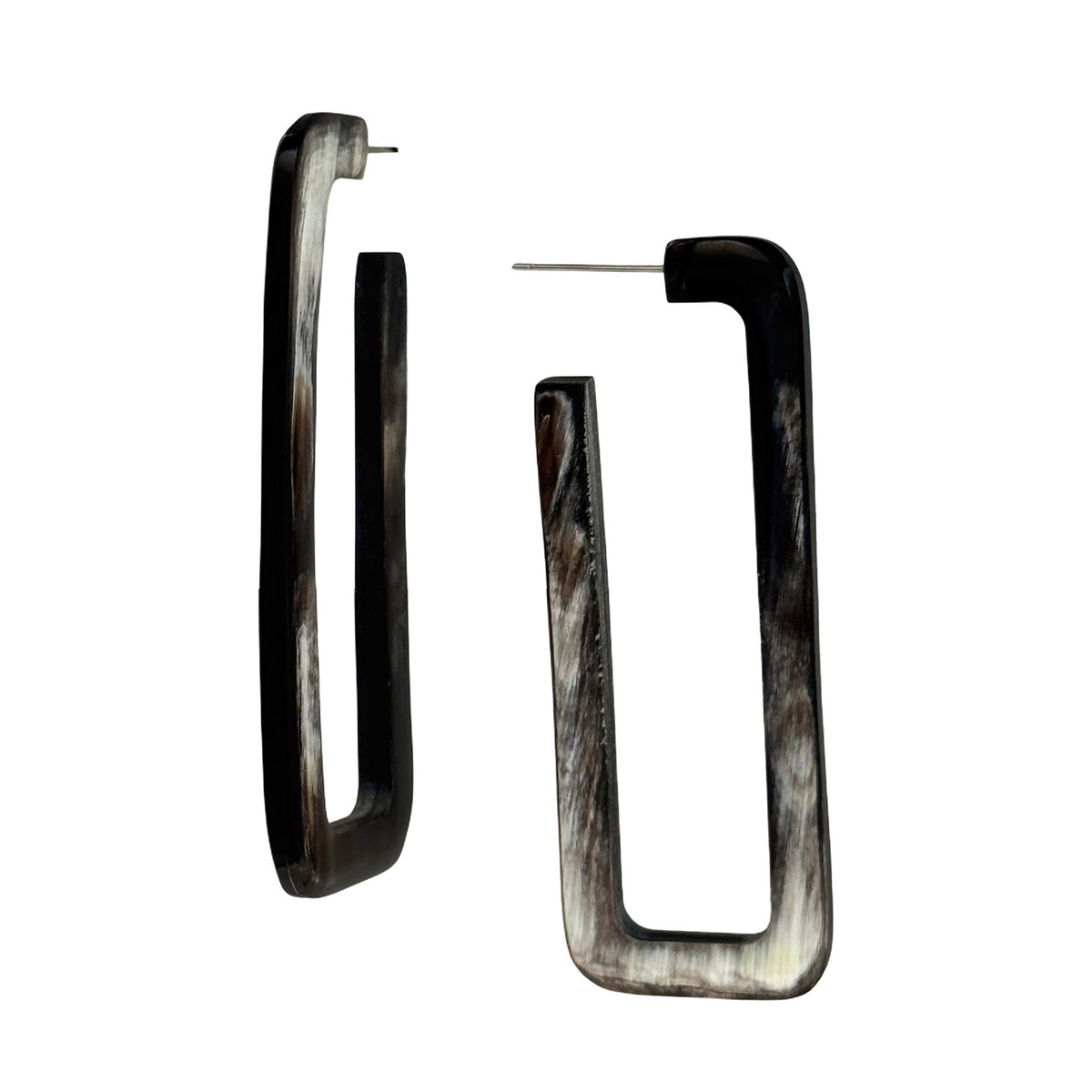 OSE15 Dk. horn open rectangle earring on post