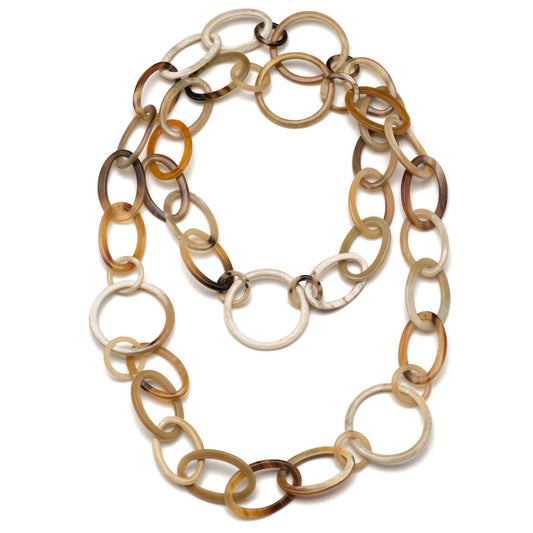 CTN001 Long Natural Horn L Link Necklace