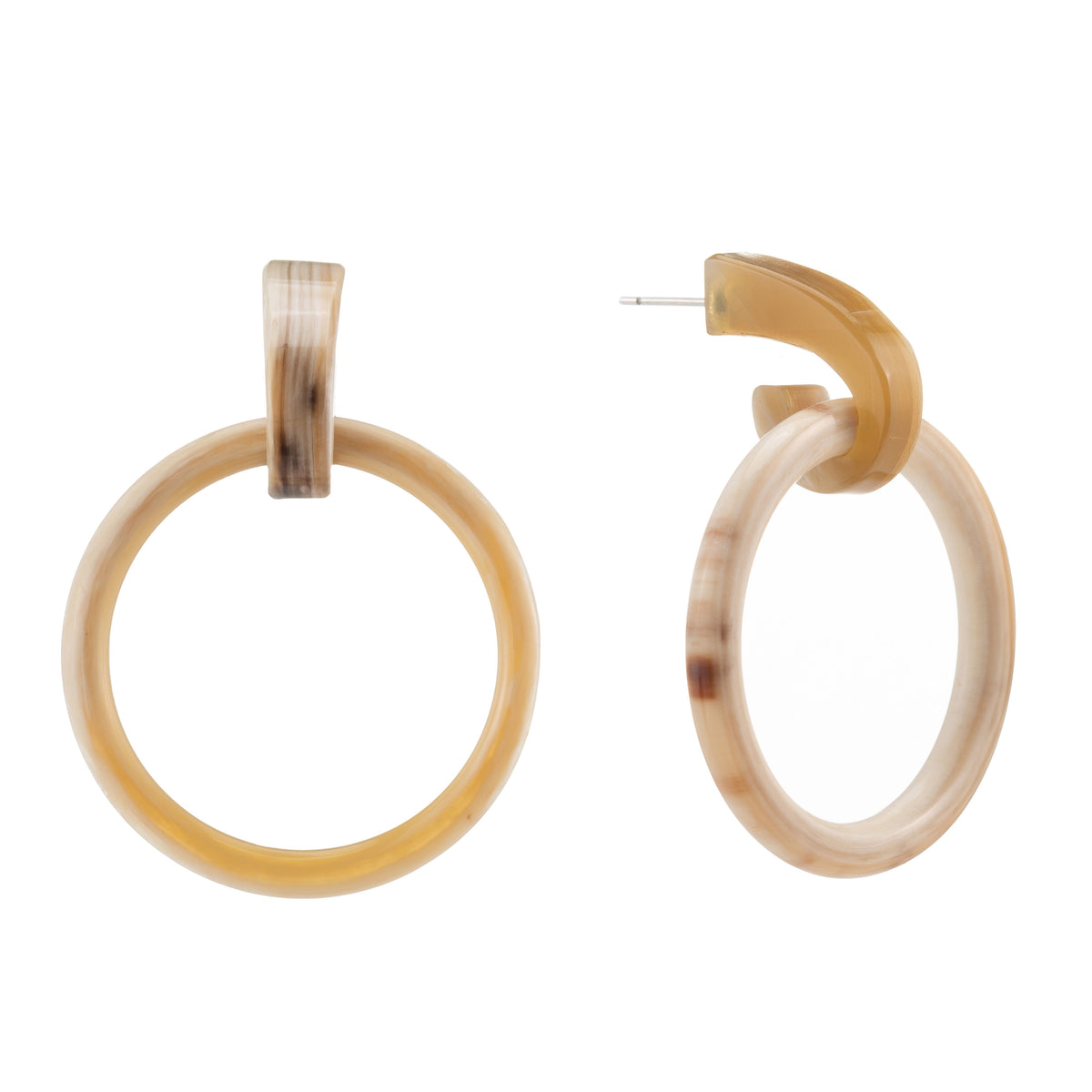CTE90 Natural Horn Drop Earring On Post