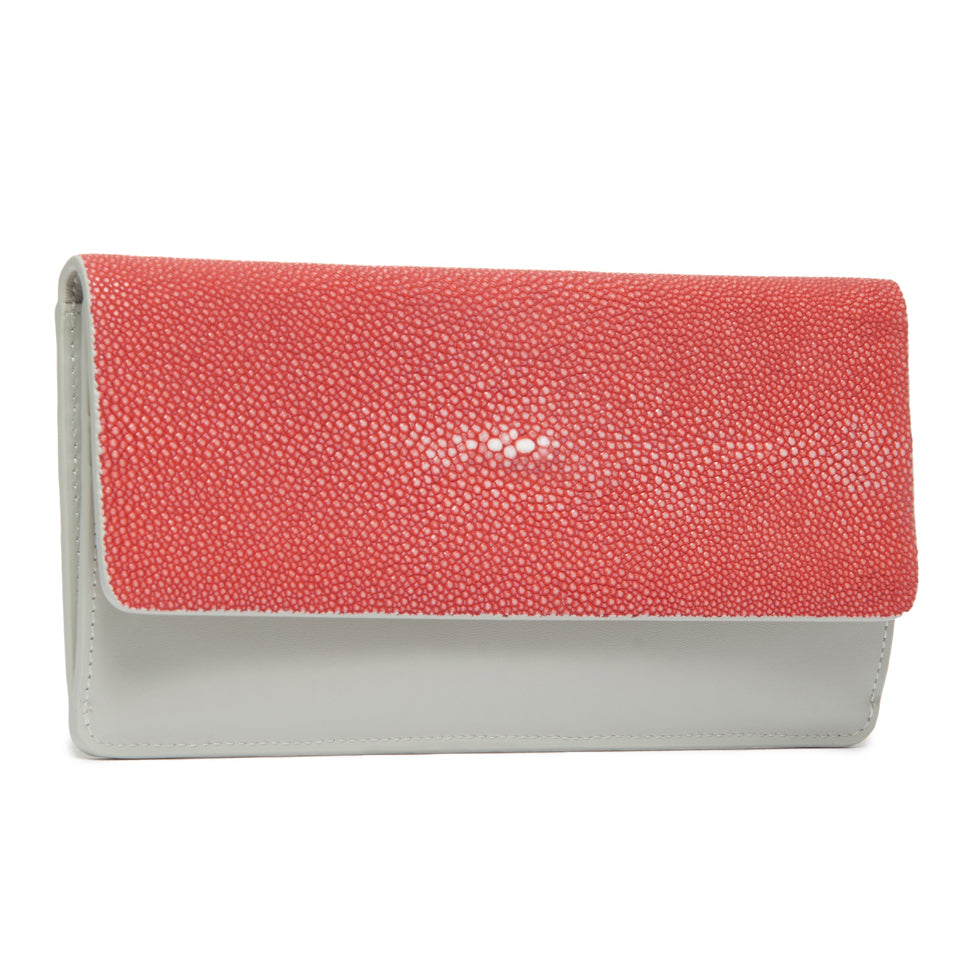 Maya Shagreen Fold Front Wallet Zip Back