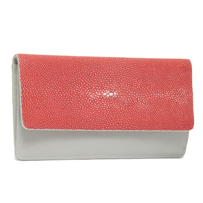 Maya Shagreen Fold Front Wallet Zip Back