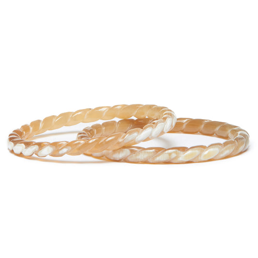 CTB187 Natural Horn Twist Bangle Pair