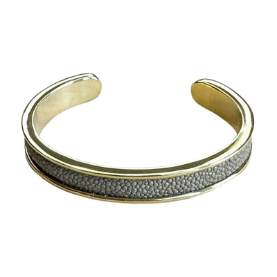 SLIM White Gold Cuff With Shagreen Inlay