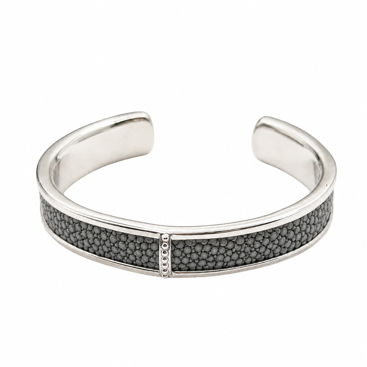 BREE Silver Shagreen Inlay Cuff