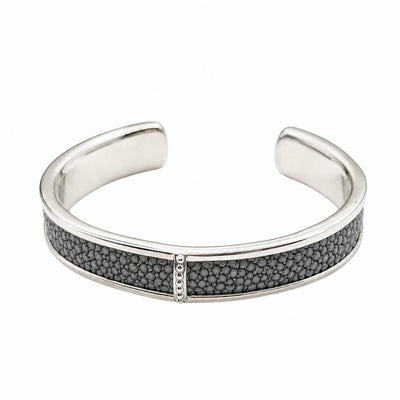 BREE Silver Shagreen Inlay Cuff