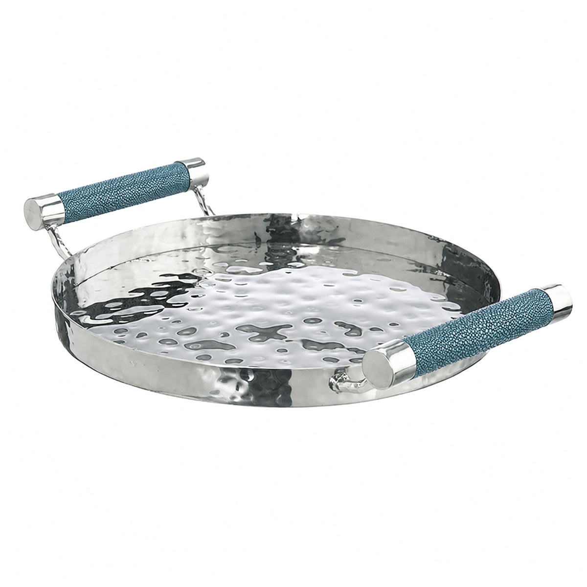 12  Hand-Forged SS Round Tray Shagreen
