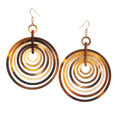 CTE94 Concentric Circle Horn Earrings On Wire
