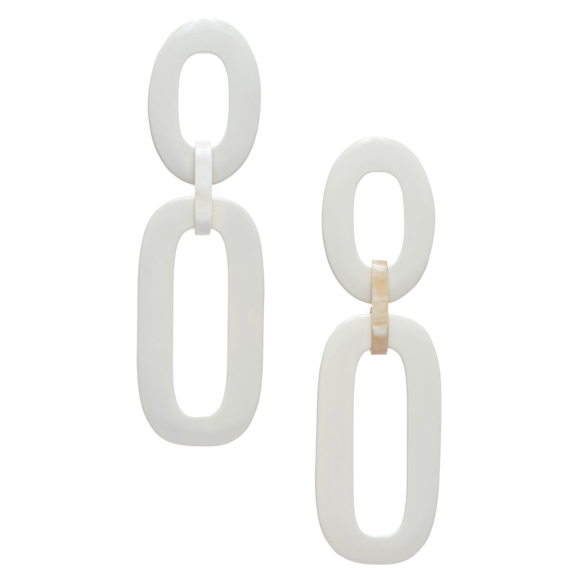 CTE96 Ivory Lacquer Horn Drop Earrings On Post