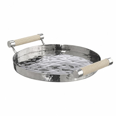 12  Hand-Forged SS Round Tray Shagreen