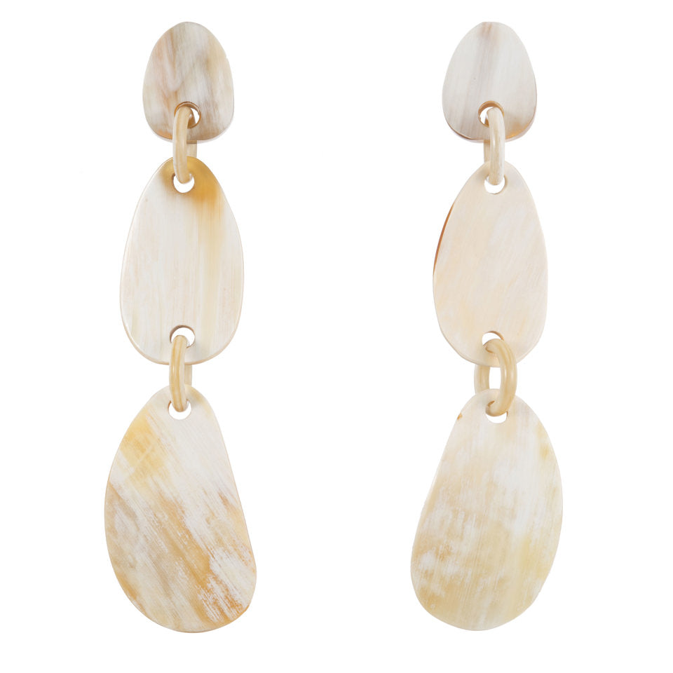 CTE65 Natural Horn Petal Drop Earring On Post