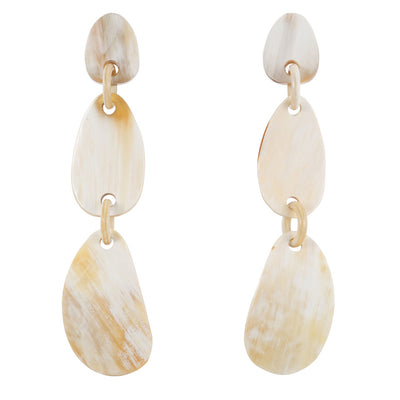CTE65 Natural Horn Petal Drop Earring On Post
