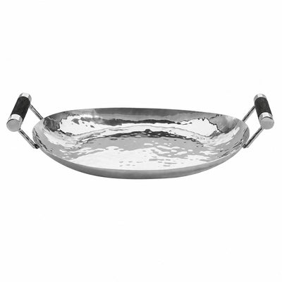 15 in Hand Forged SS Oval Tray Shagreen