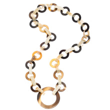 CTN103 Natural Horn Flat Circle Link Necklace