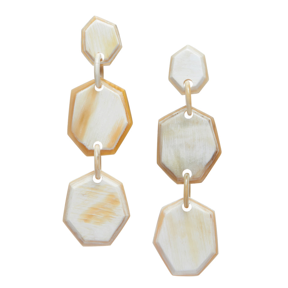 CTE98 Natural Horn Faceted Dangle Earring On Post