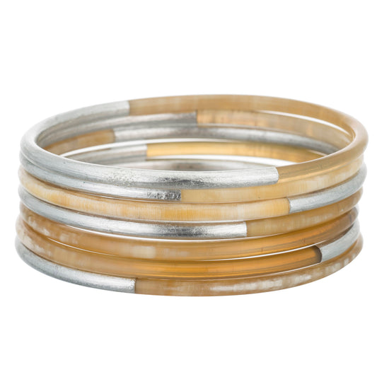 CTB117 Natural Horn Bangle Set With Lacquer