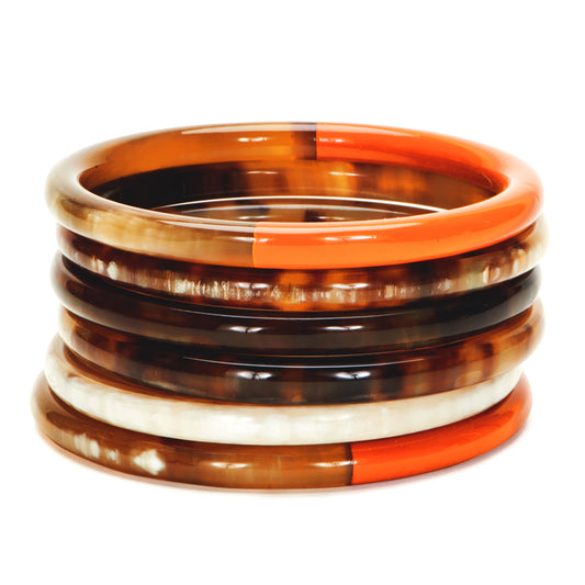 CTB092 Natural Horn Set of 7 Bangles With Lacquer