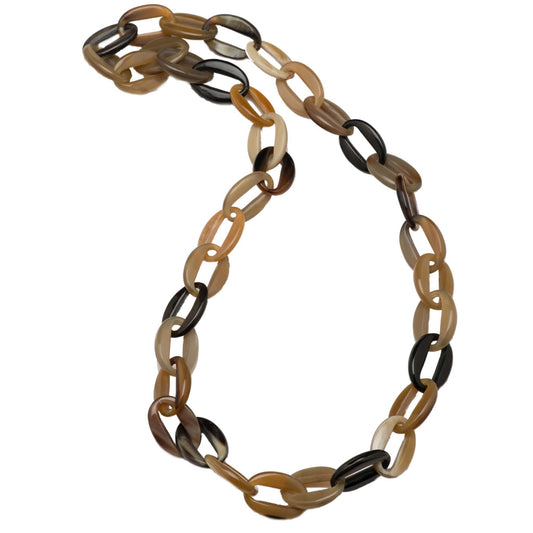 CTN038 Natural Oval Horn Link Necklace