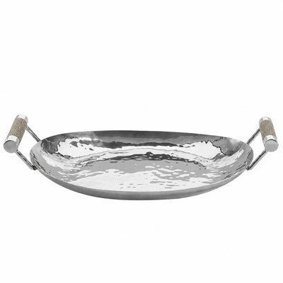 15 in Hand Forged SS Oval Tray Shagreen