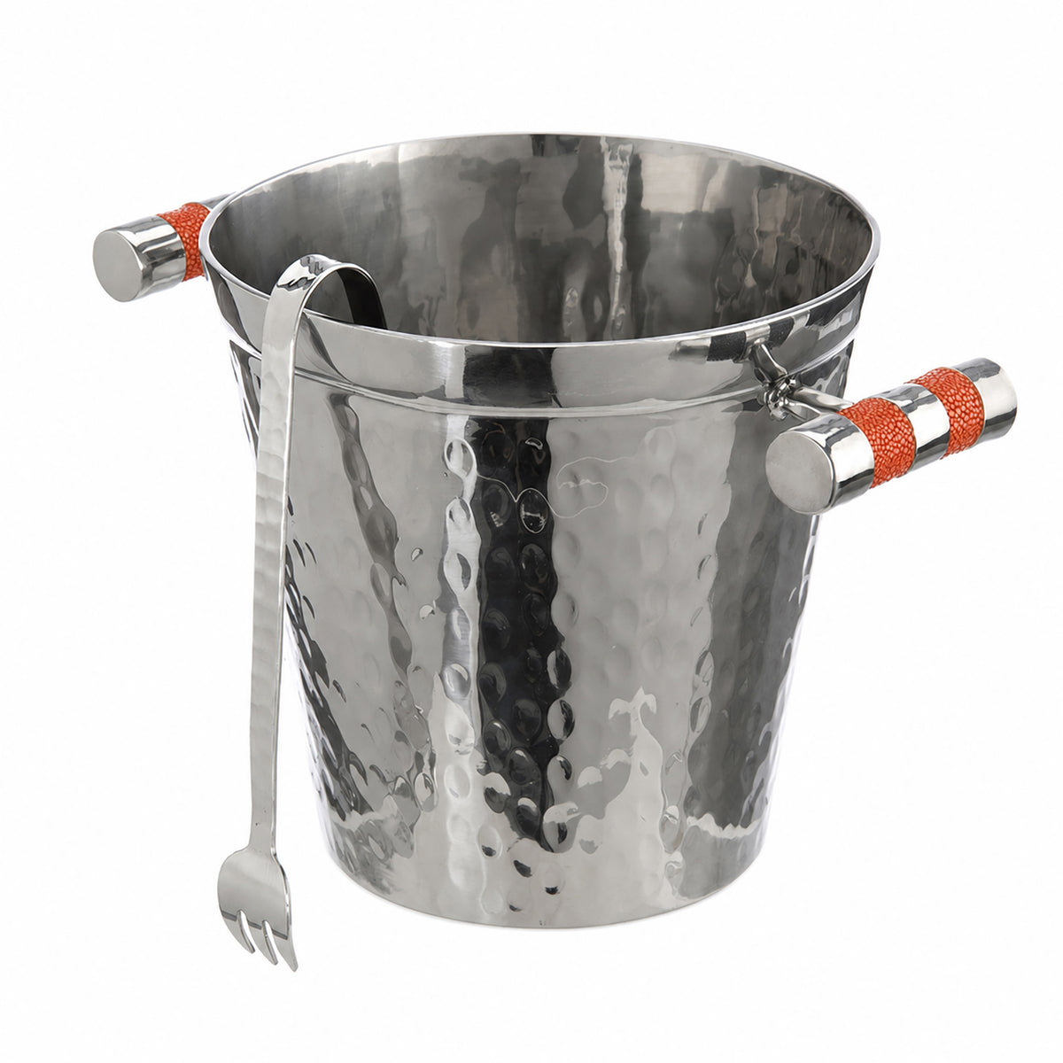 Hand Forged SS Ice Bucket Shagreen Inlay