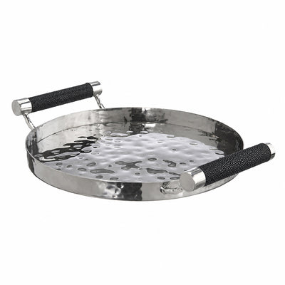 12  Hand-Forged SS Round Tray Shagreen