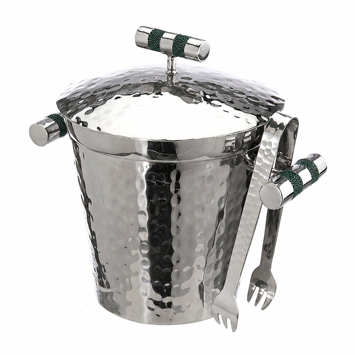 Forged SS Ice Bucket Top Shagreen Inlay
