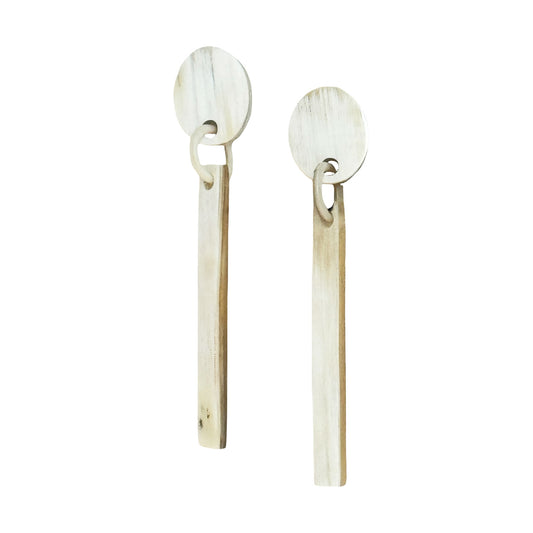 OSE02  Lt. color horn stick earring drop on post