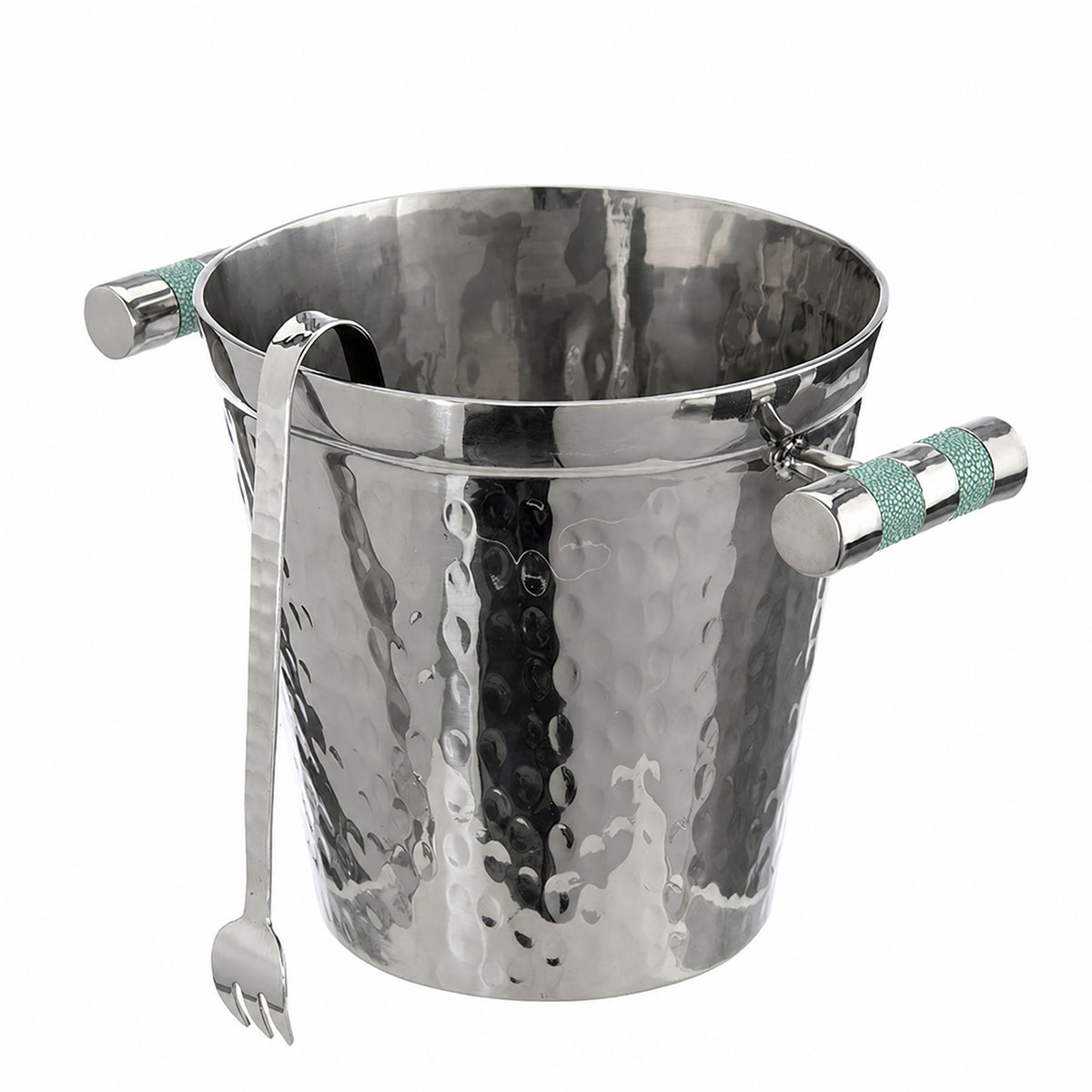 Hand Forged SS Ice Bucket Shagreen Inlay