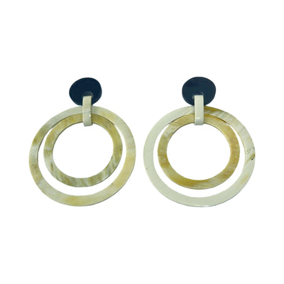 CTE133 Genuine Horn Double Hoops Dropped Post