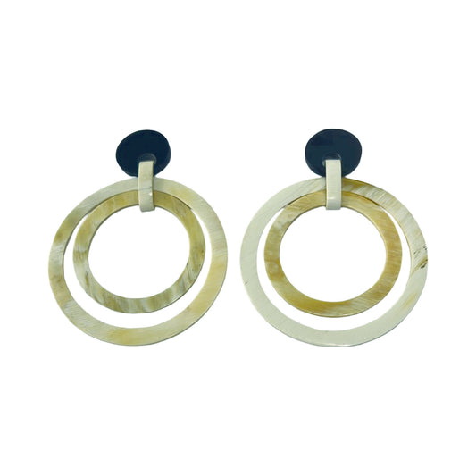 CTE133 Genuine Horn Double Hoops Dropped Post