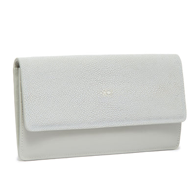Maya Shagreen Fold Front Wallet Zip Back