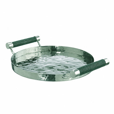 12  Hand-Forged SS Round Tray Shagreen