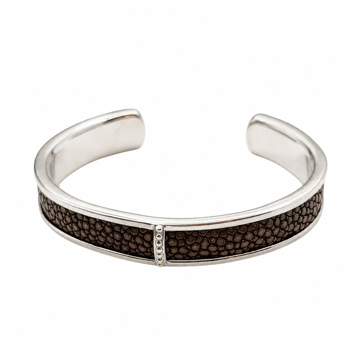 BREE Silver Shagreen Inlay Cuff