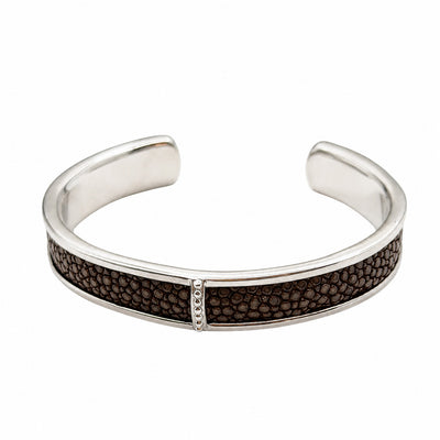 BREE Silver Shagreen Inlay Cuff