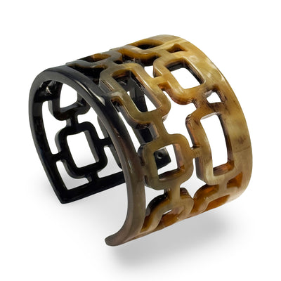 OSB03 Natural horn carved oval pattern cuff