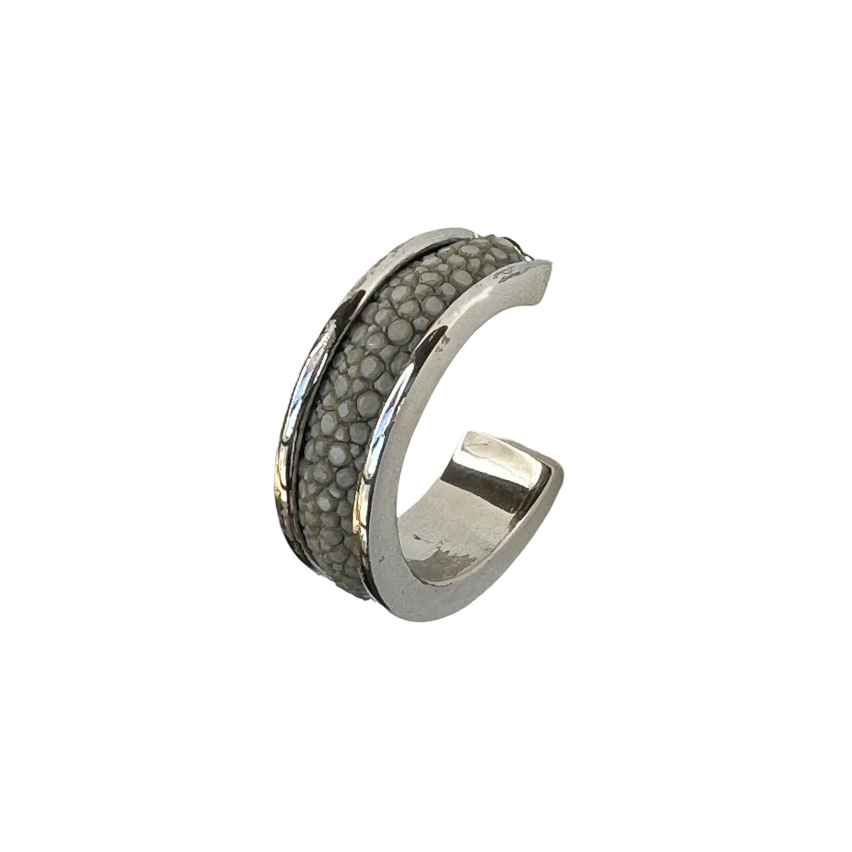 LUNA Wht Gold Earring Shagreen Inlay