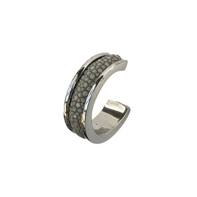 LUNA Wht Gold Earring Shagreen Inlay