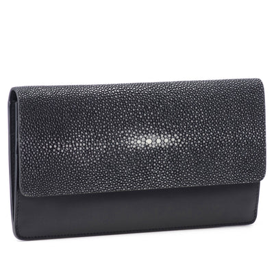 Maya Shagreen Fold Front Wallet Zip Back