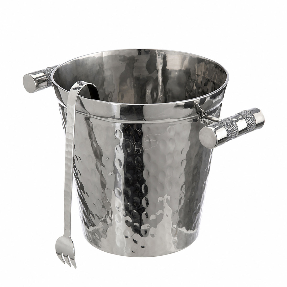 Hand Forged SS Ice Bucket Shagreen Inlay