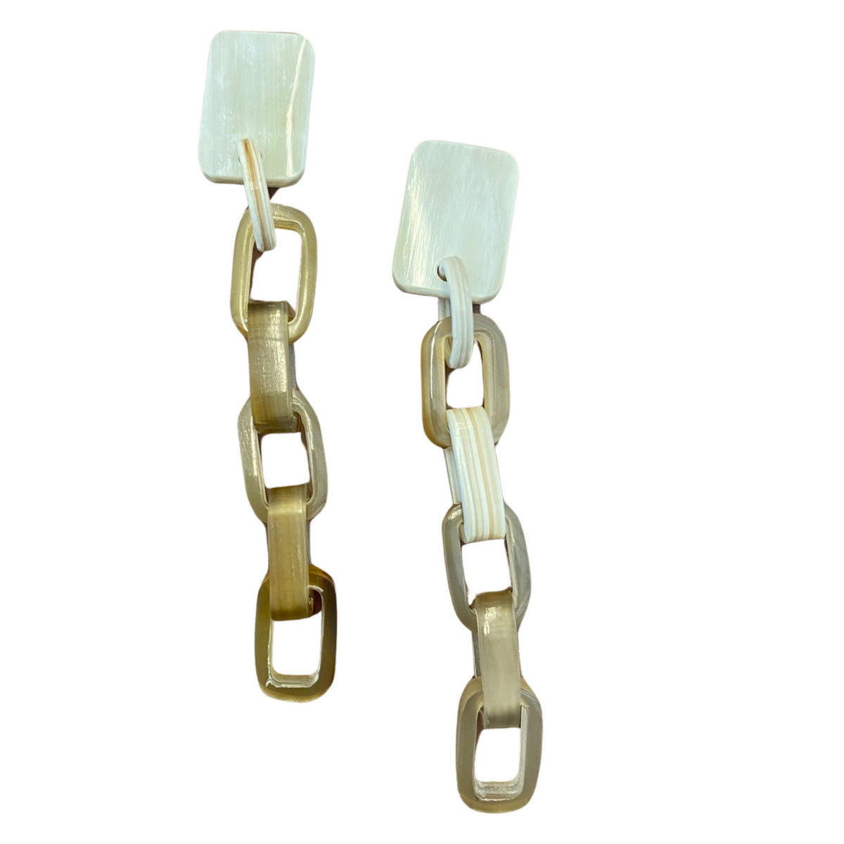 CTE112 Natural Horn Drop Link Earring On Post