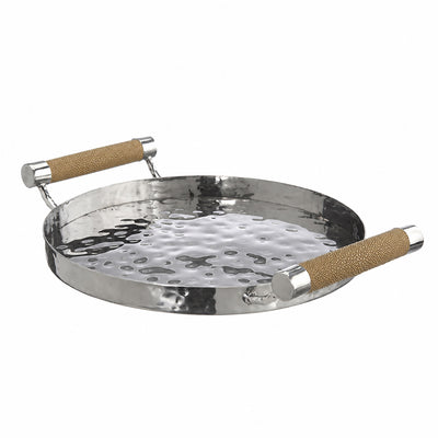 12  Hand-Forged SS Round Tray Shagreen