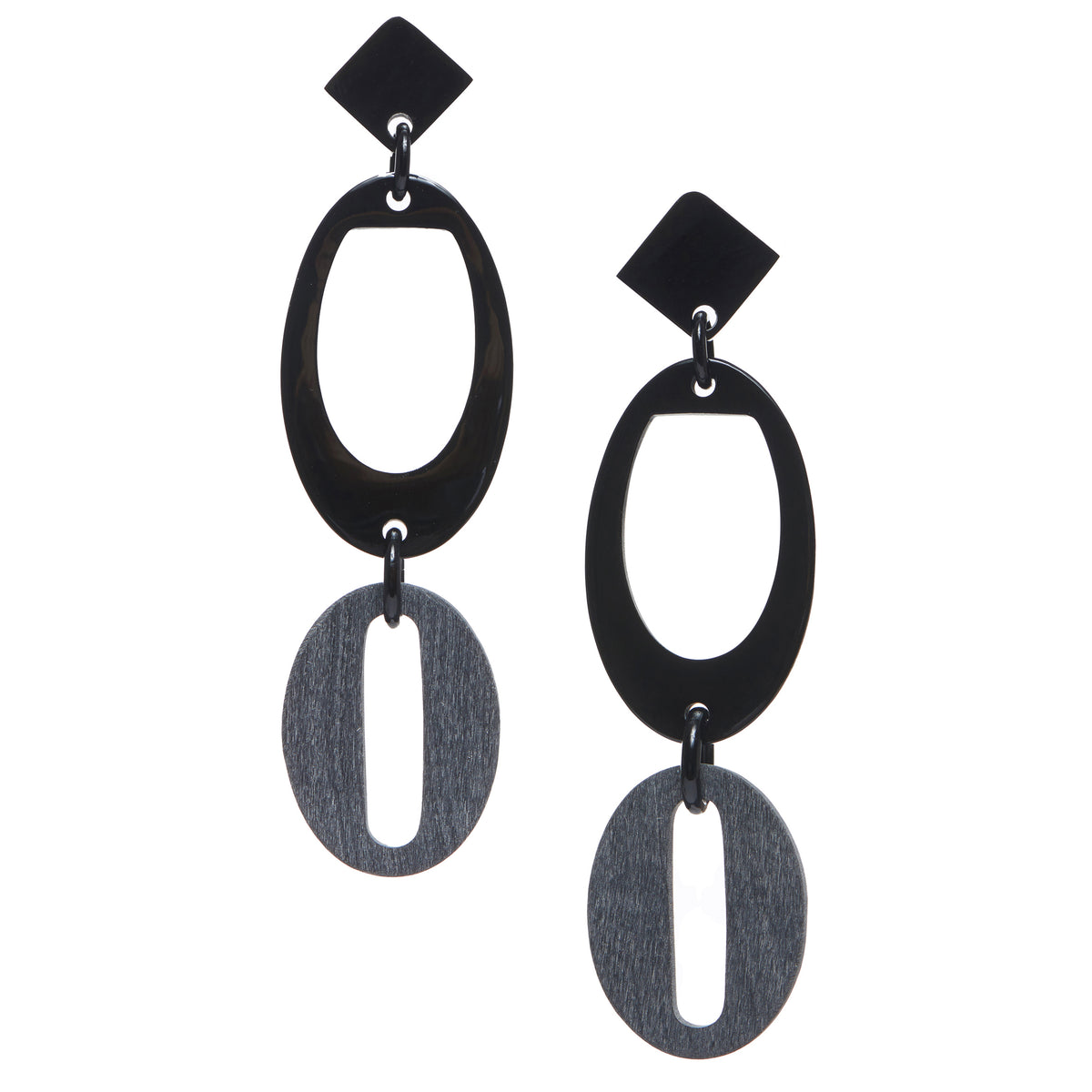 CTE95 Natural Black Horn Drop Earring On Post