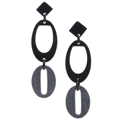 CTE95 Natural Black Horn Drop Earring On Post
