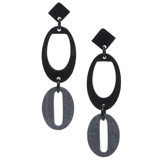 CTE95 Natural Black Horn Drop Earring On Post