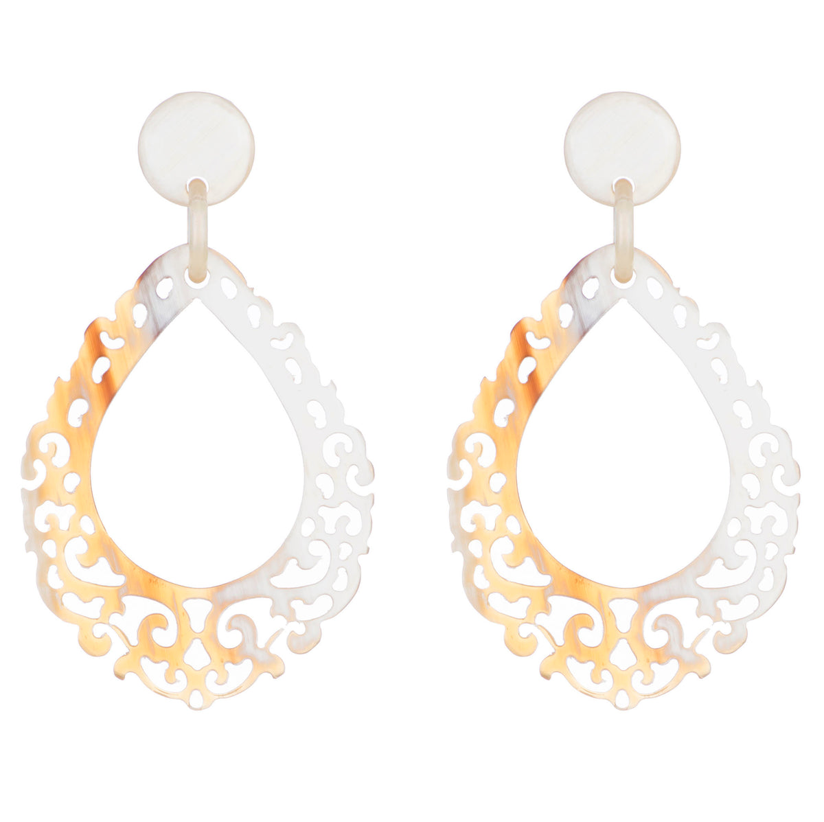 CTE51 Natural Carved Horn Earrings On Post