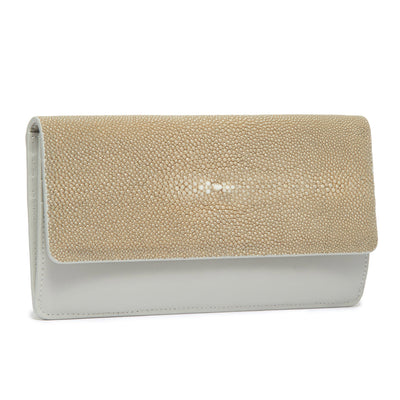 Maya Shagreen Fold Front Wallet Zip Back