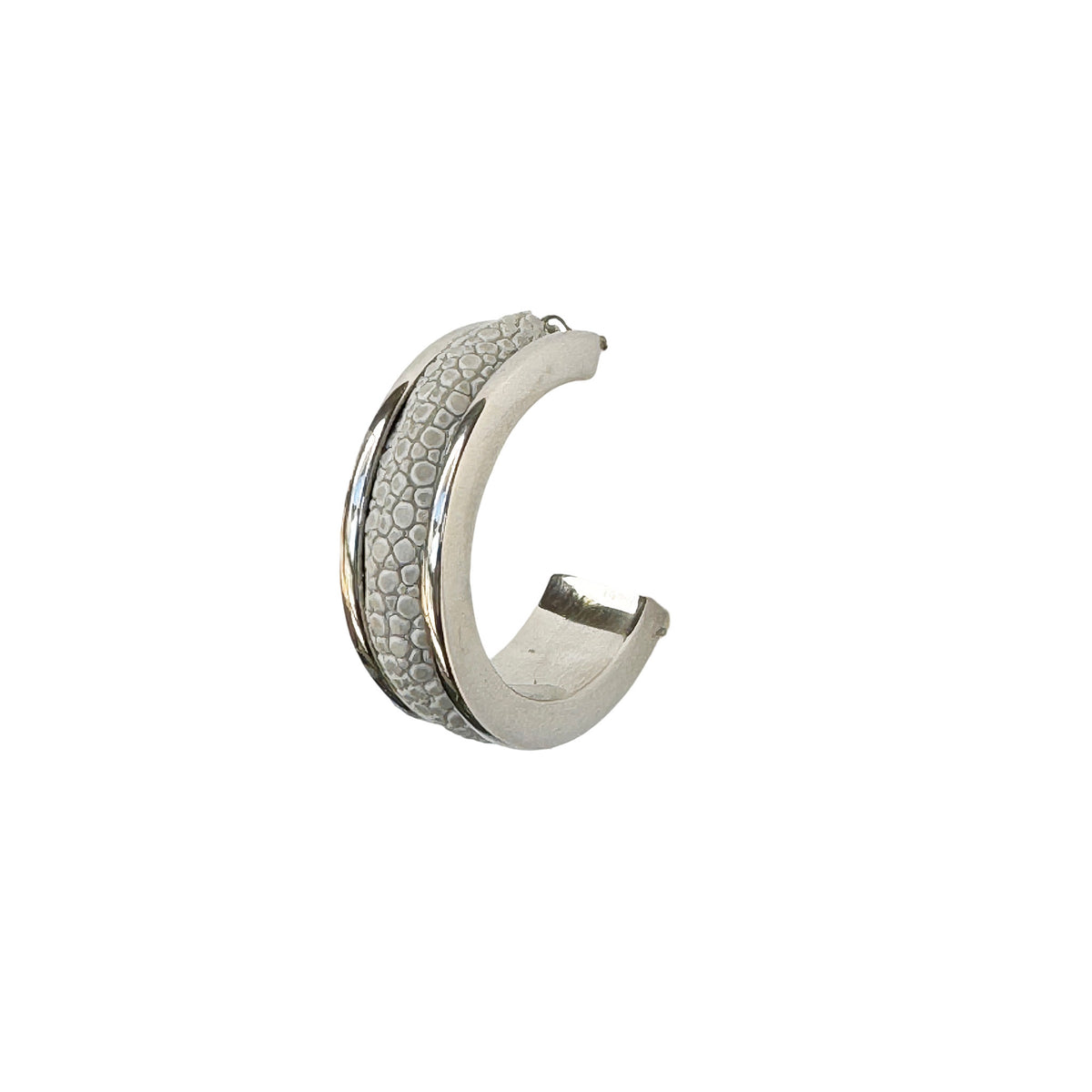 LUNA Wht Gold Earring Shagreen Inlay