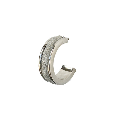 LUNA Wht Gold Earring Shagreen Inlay